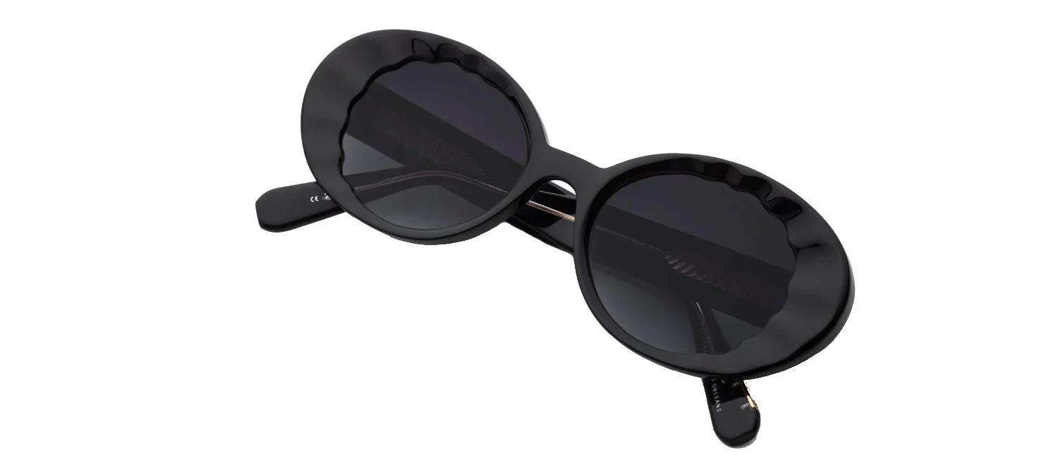 KREWE Alixe Black + Black and Crystal Oval Sunglasses - Image 3